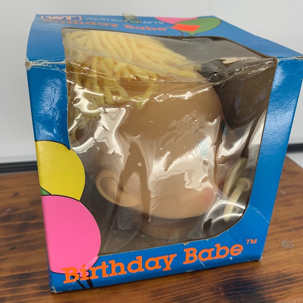Westrim Crafts 1985 Vintage Birthday Babe Newborn w/ Top Knot Blonde Head in Box